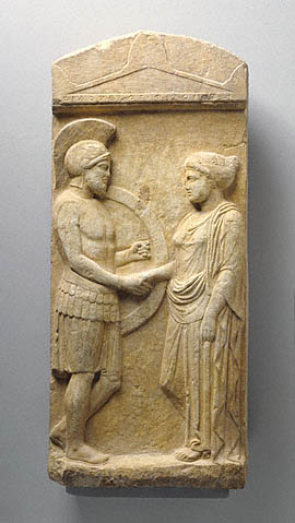 Grave stele of Philoxenos with his wife, Philoumene, about 400 B.C.