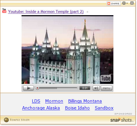 New temple video page with Snap Shots previews