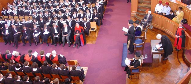 A degree ceremony at the Sheldonian Theatre of the University of Oxford, England