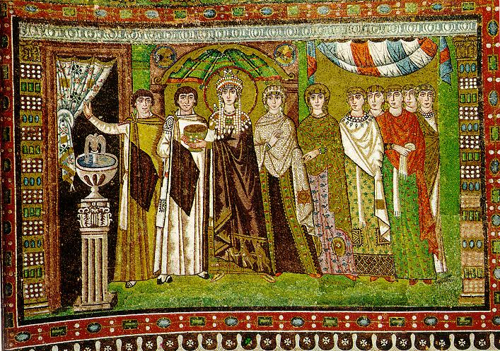 Theodora's Procession with Retinue, San Vitale basilica, Ravenna, Italy