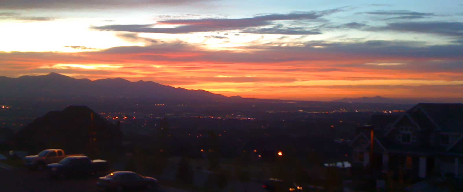 View of Salt Lake Valley from the Draper Temple on July 10, 2009.  The Jordan River and Oquirrh Mountain temples are in the distance.